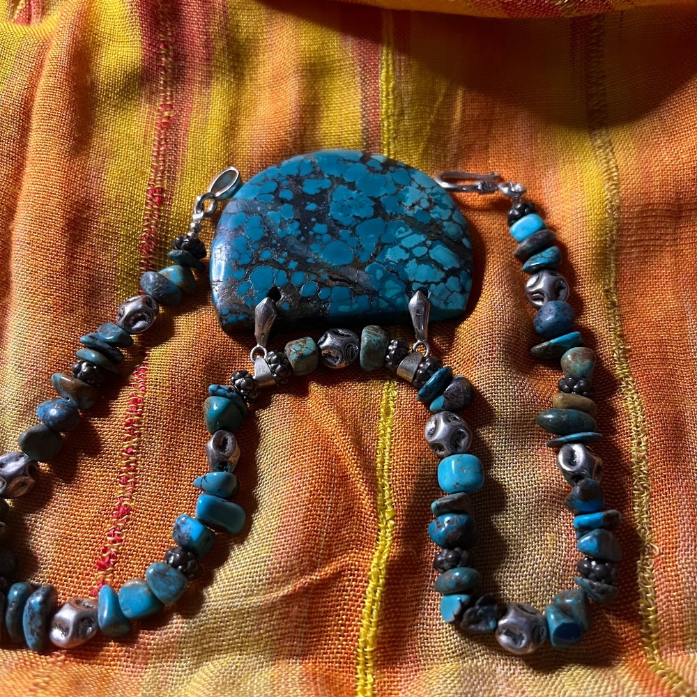 Turquoise Attached Pendant Necklace - Picture 4 of 7